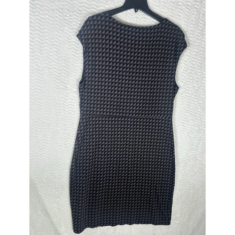 Boden Dress Womens 14L Tall Black Geometric Cowl Neck Jersey Sheath Knee‎ Length